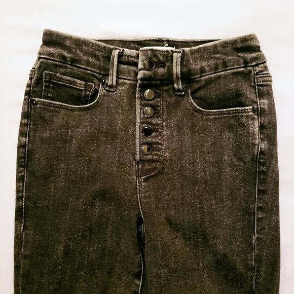 GOOD AMERICAN Skinny Jeans, Black Cotton High Rise Button Fly Pocket Casual 0/25 - Picture 5 of 16